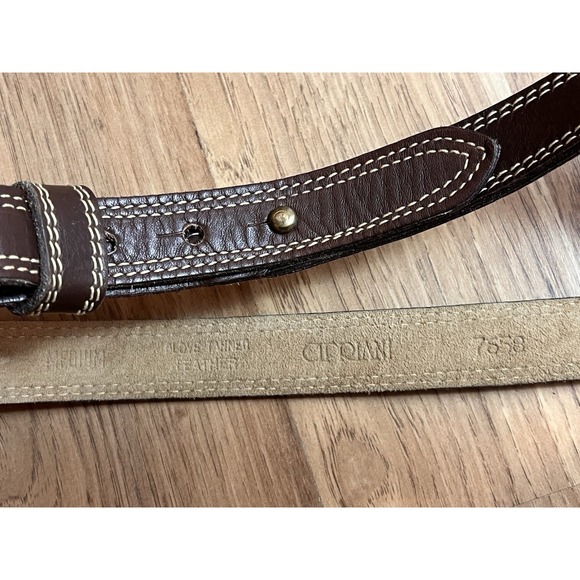 Cipriani Brown Leather Belt Women's Size Medium Style 7658 Loop Buckle Western‎ - Picture 3 of 5